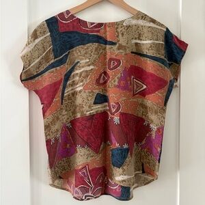 FIORELLA RUBINO | vintage Multicolor Abstract 100% washable silk top blouse